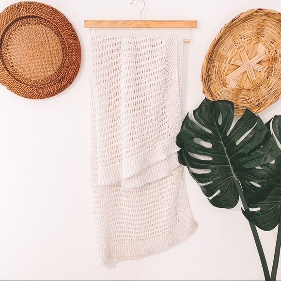 Vintage Cream Crochet Macrame Afghan Throw Blanket - Picture 2 of 8